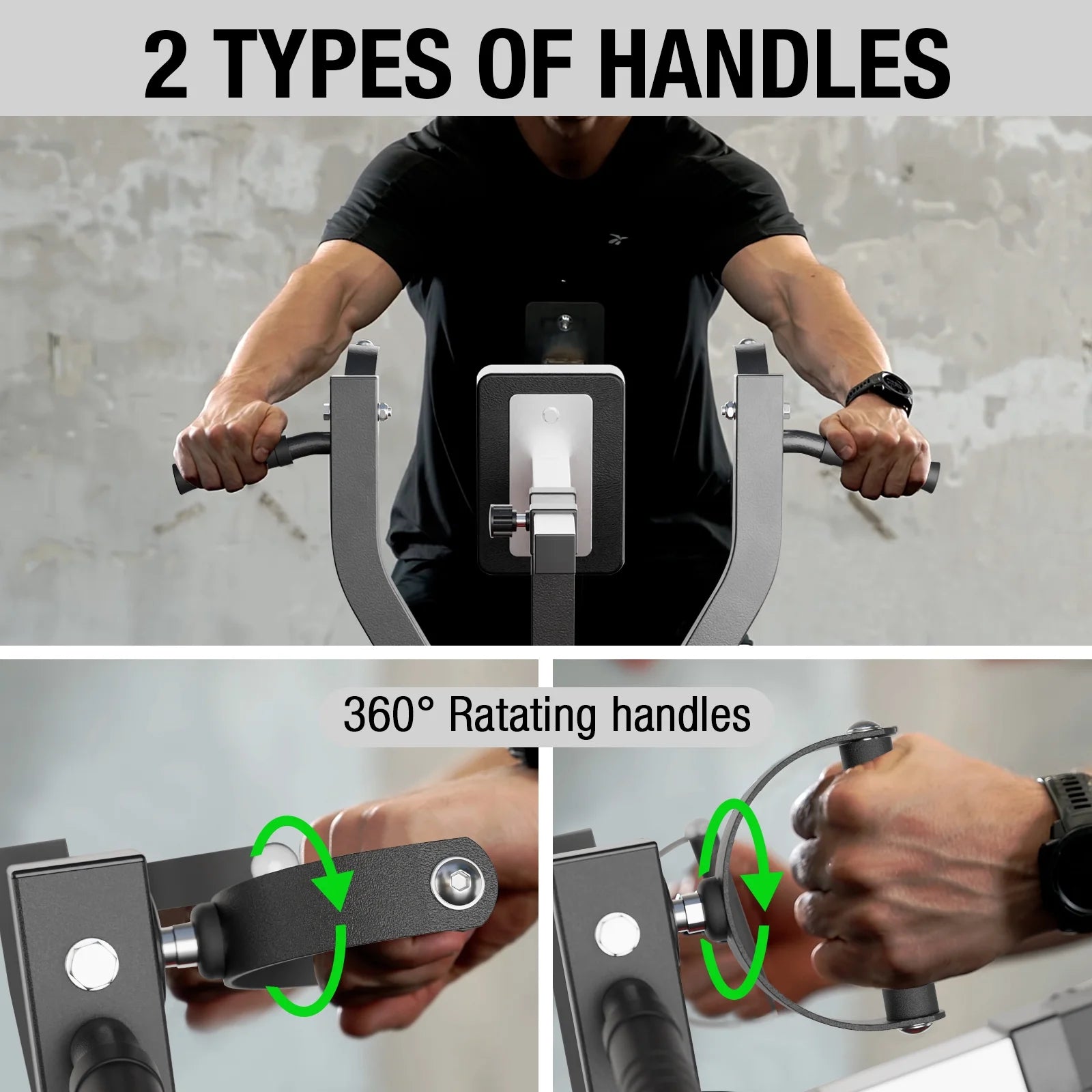 Adjustable Seated Row Machine - Multi Grip Positions with Rotating Handles